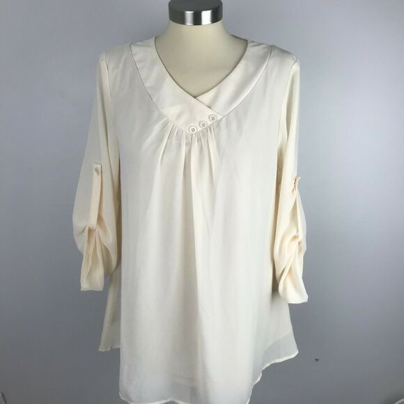 Miusey M Ivory Top Polyester Roll Tab Sleeves - Picture 6 of 11